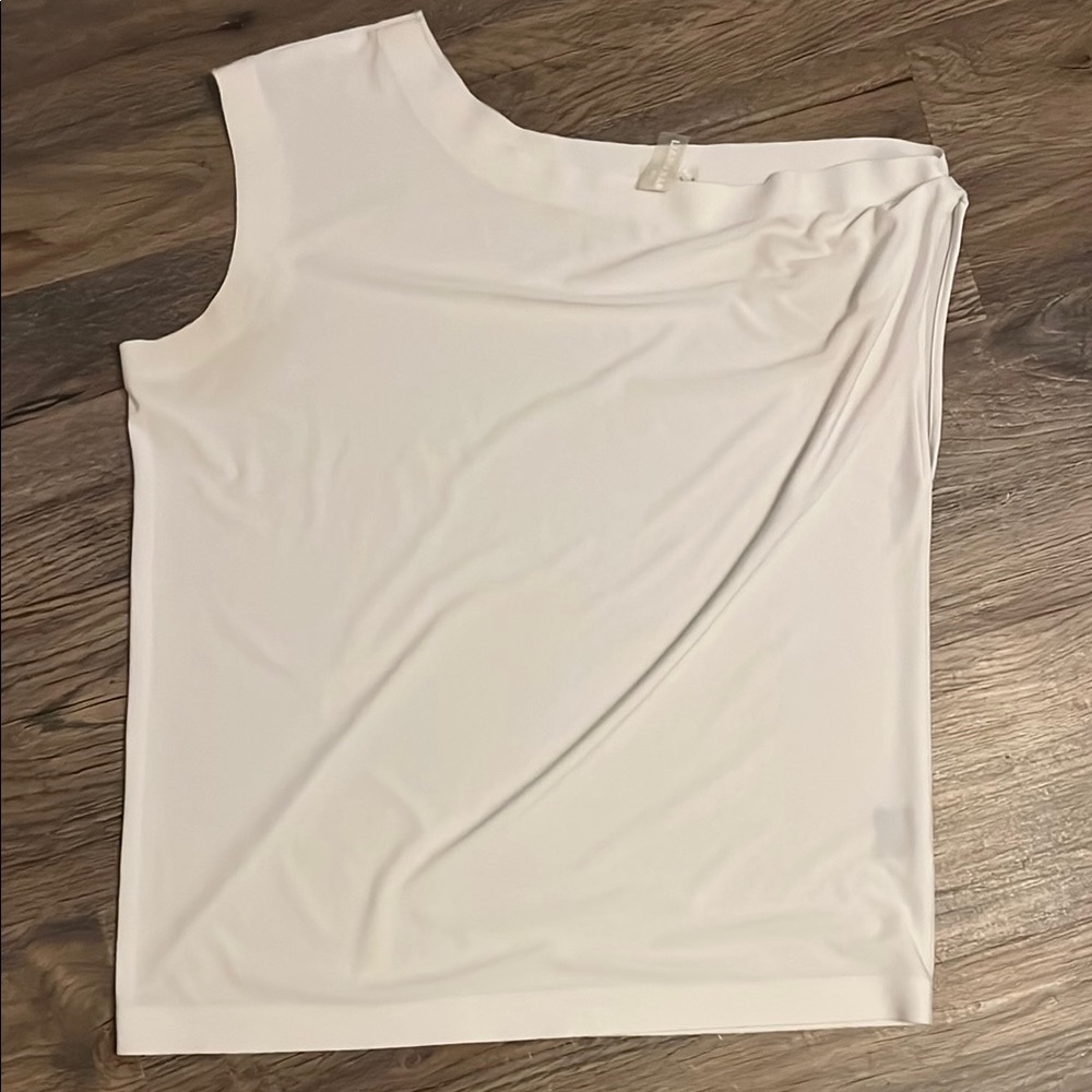 Drop Shoulder White Sleeveless Top medium